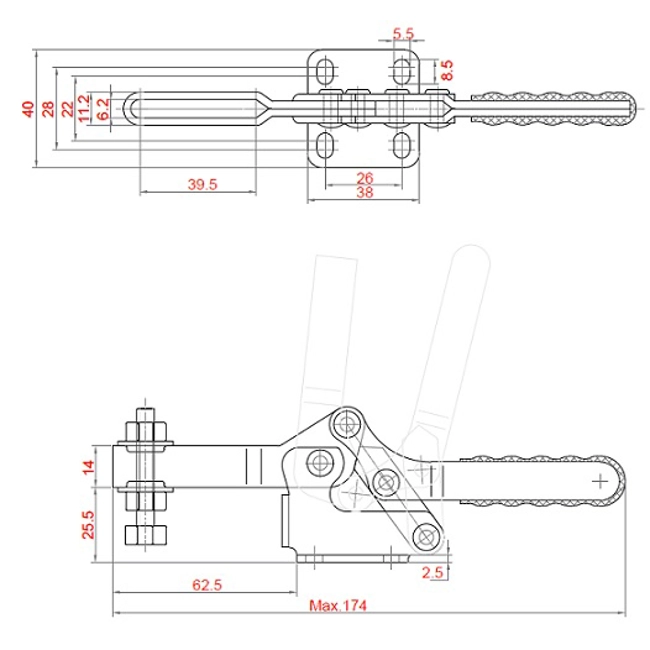 Vendita online Bloccaggio orizzontale base piatta braccio regolabile 150 Kg. INOX